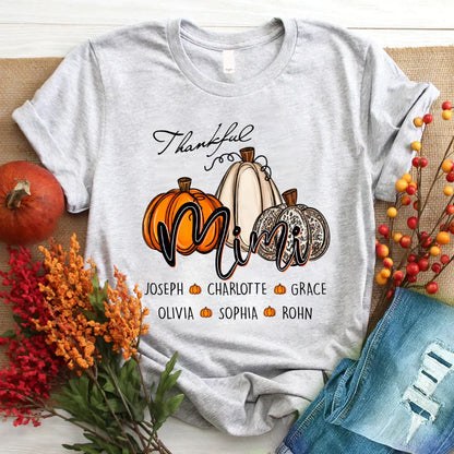 Personalized Thankful Mimi Pumpkins Autumn T-Shirt