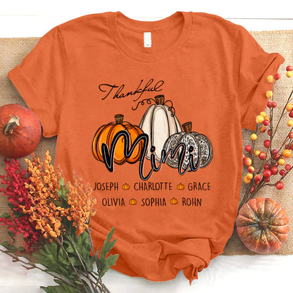 Personalized Thankful Mimi Pumpkins Autumn T-Shirt
