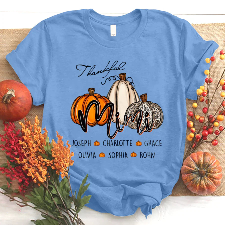 Personalized Thankful Mimi Pumpkins Autumn T-Shirt