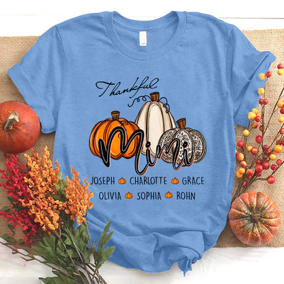 Personalized Thankful Mimi Pumpkins Autumn T-Shirt