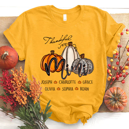 Personalized Thankful Mimi Pumpkins Autumn T-Shirt