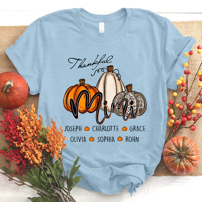 Personalized Thankful Mimi Pumpkins Autumn T-Shirt