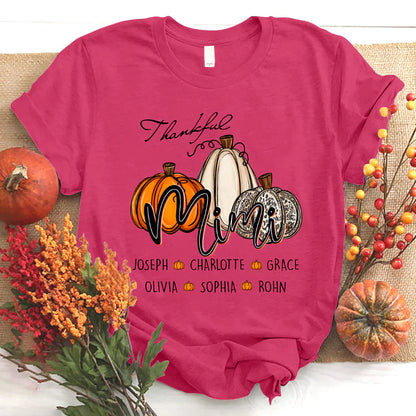 Personalized Thankful Mimi Pumpkins Autumn T-Shirt