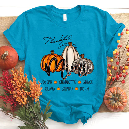 Personalized Thankful Mimi Pumpkins Autumn T-Shirt