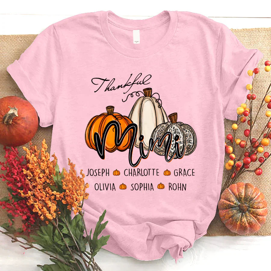 Personalized Thankful Mimi Pumpkins Autumn T-Shirt