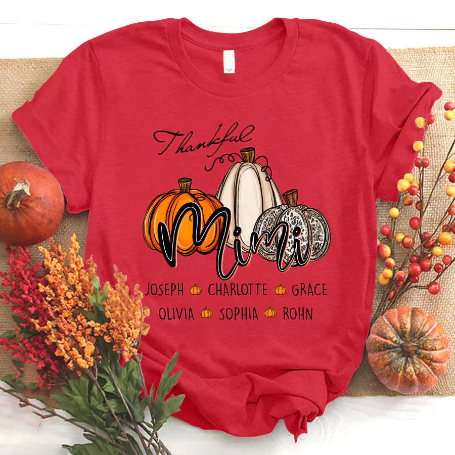 Personalized Thankful Mimi Pumpkins Autumn T-Shirt