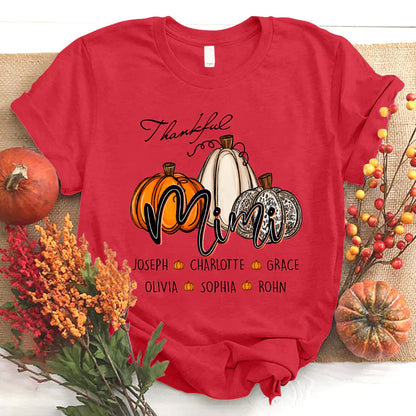 Personalized Thankful Mimi Pumpkins Autumn T-Shirt