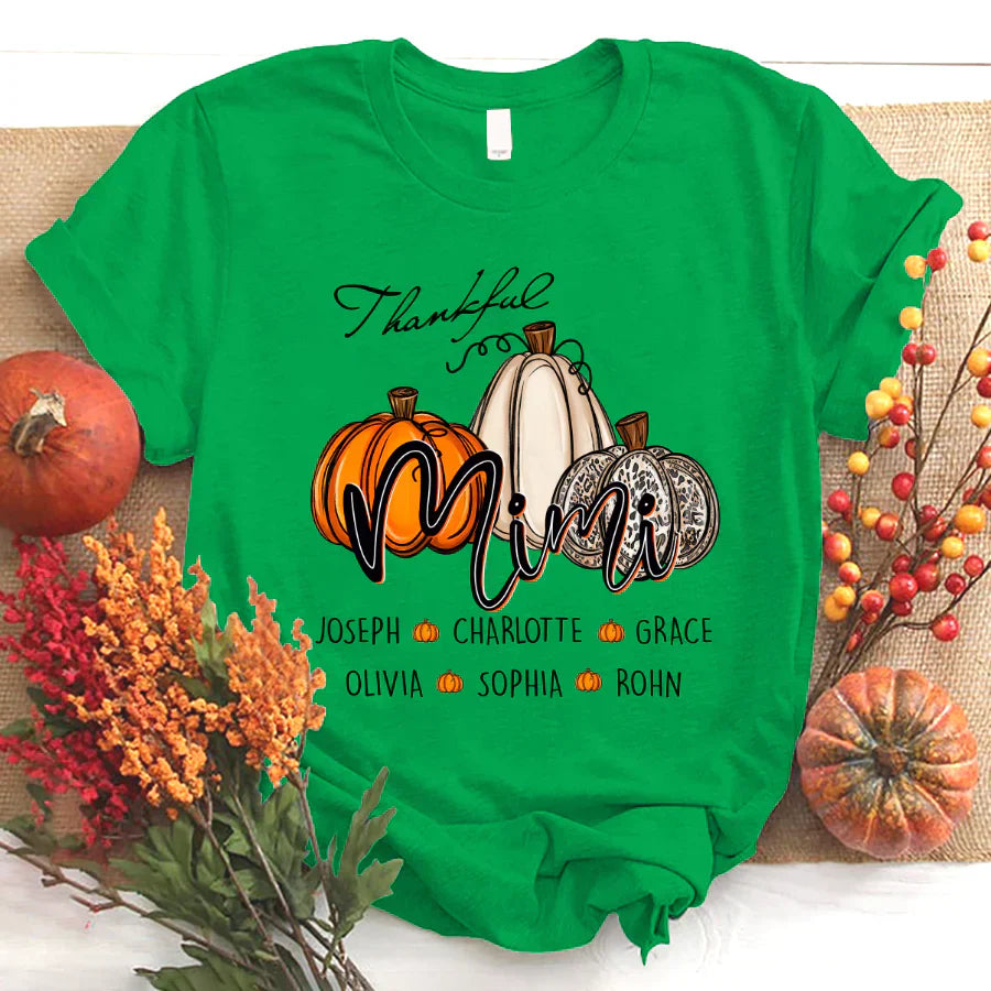 Personalized Thankful Mimi Pumpkins Autumn T-Shirt