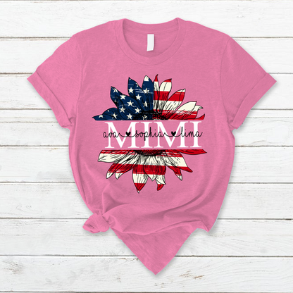Personalized grandma flower usa mother day T-Shirt