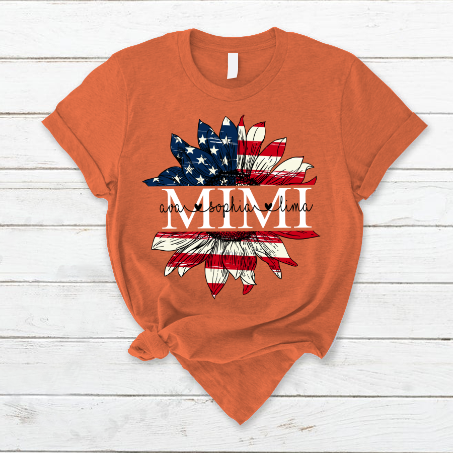 Personalized grandma flower usa mother day T-Shirt