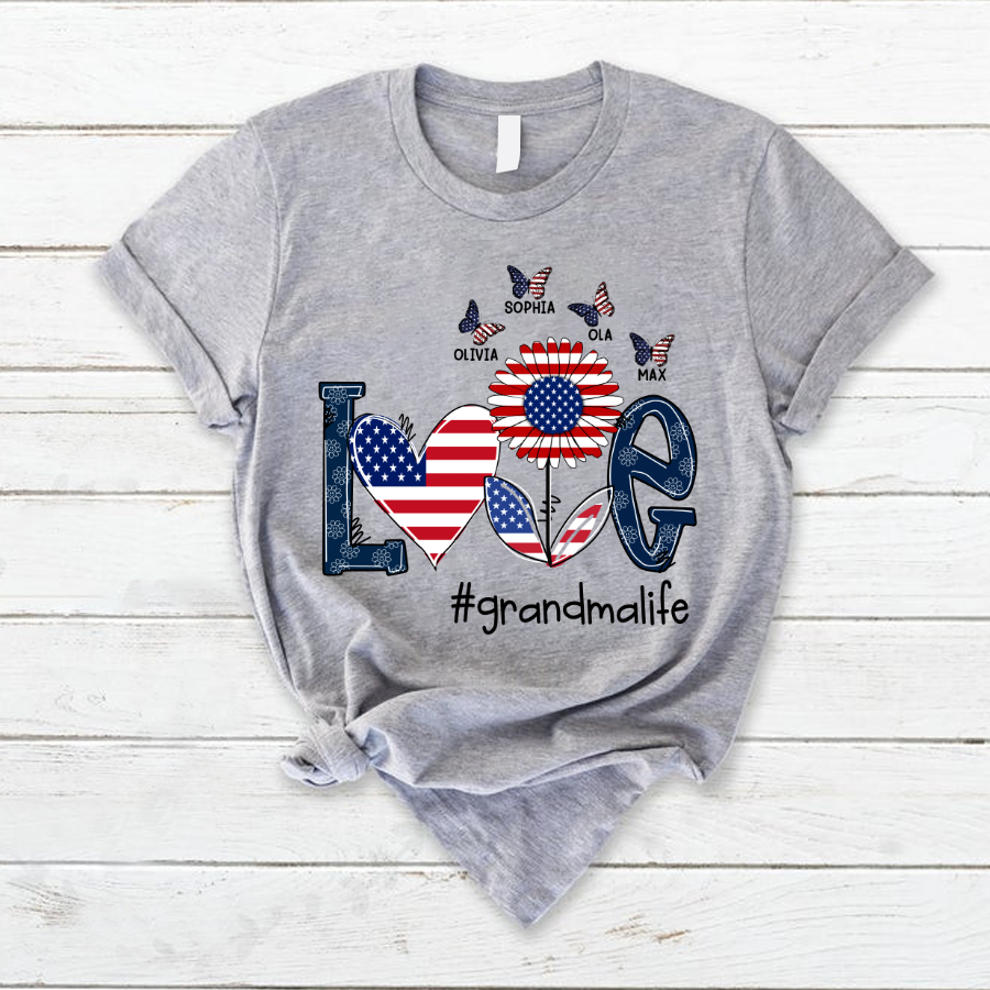Personalized love grandma life usa butterfly T-Shirt