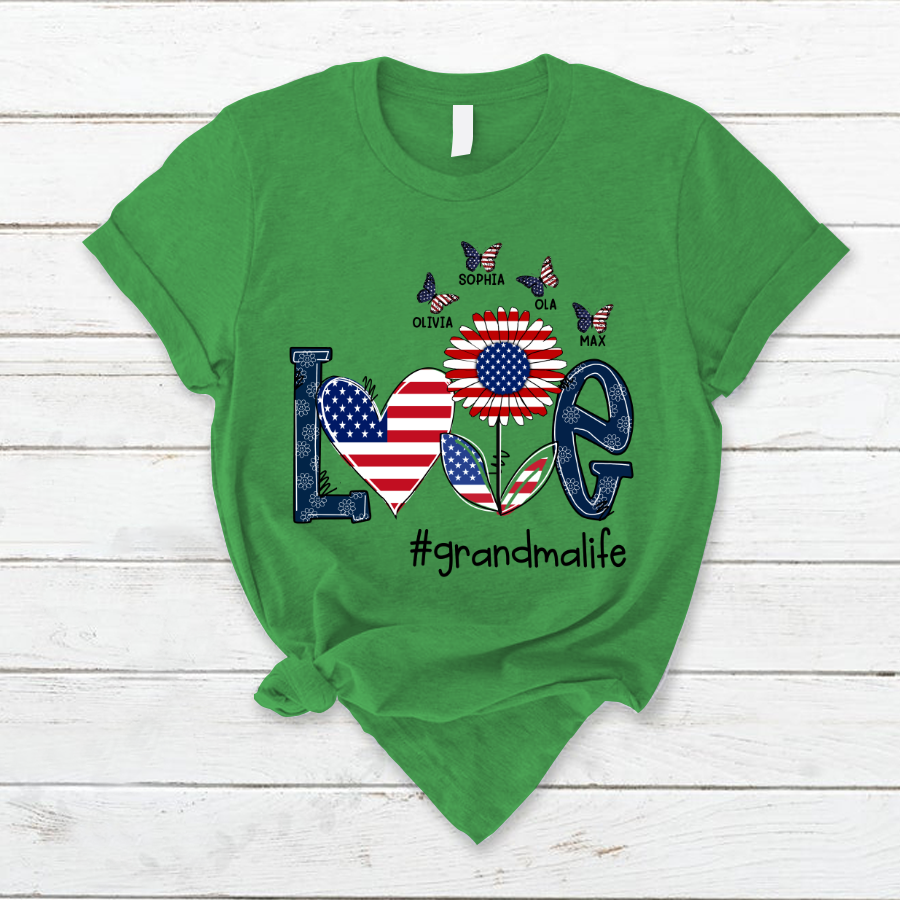 Personalized love grandma life usa butterfly T-Shirt