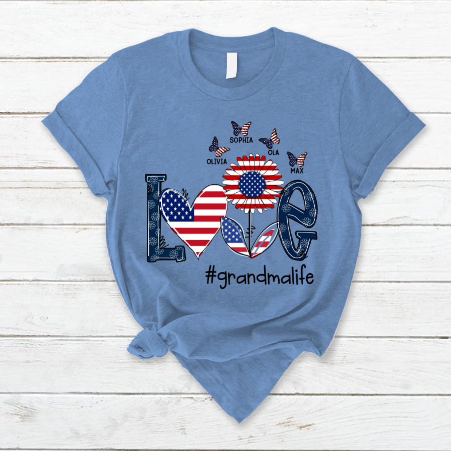 Personalized love grandma life usa butterfly T-Shirt