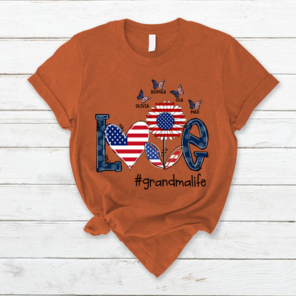 Personalized love grandma life usa butterfly T-Shirt