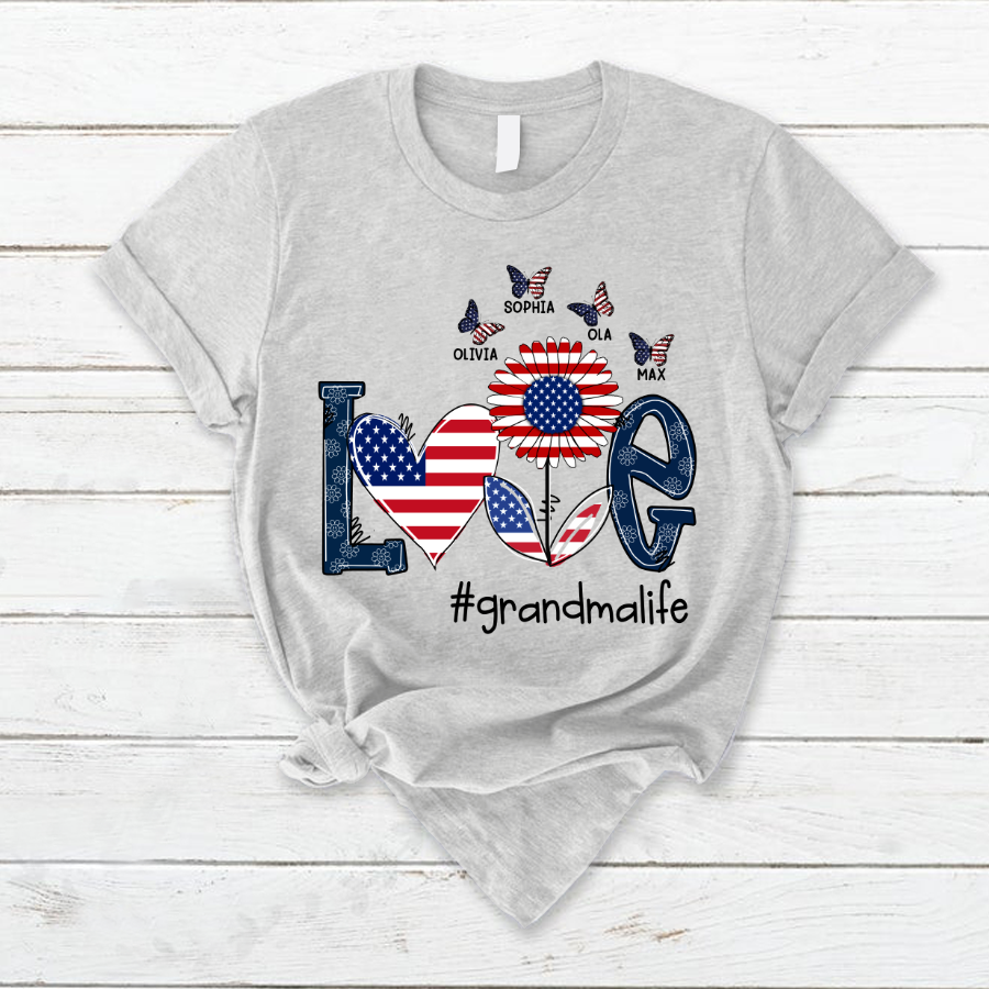 Personalized love grandma life usa butterfly T-Shirt
