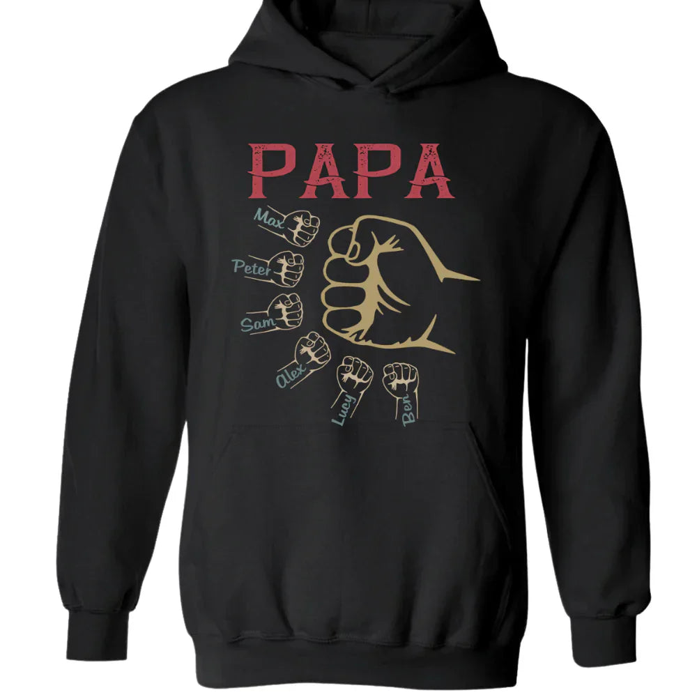 Personalized papa with grandkids vintage hand Hoodie