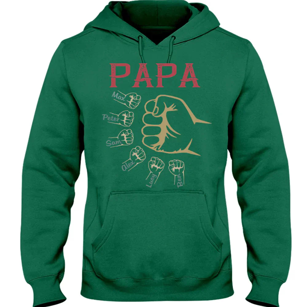 Personalized papa with grandkids vintage hand Hoodie