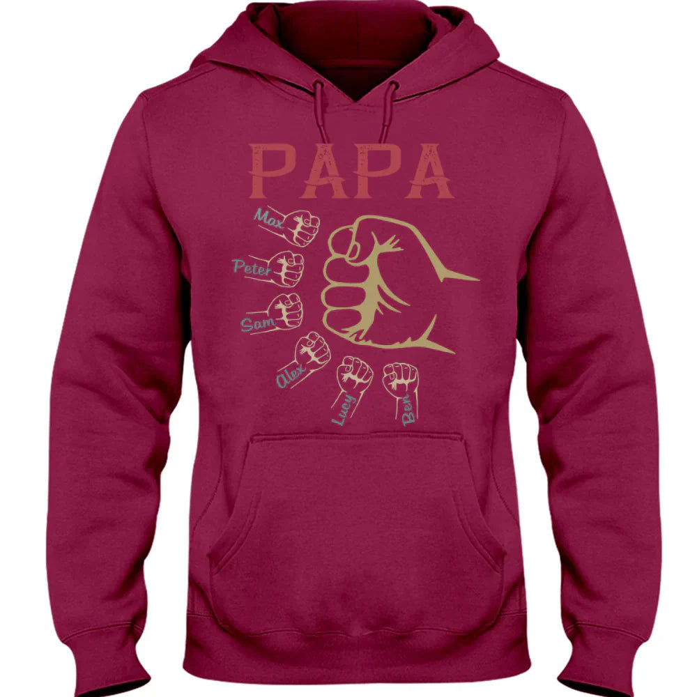 Personalized papa with grandkids vintage hand Hoodie