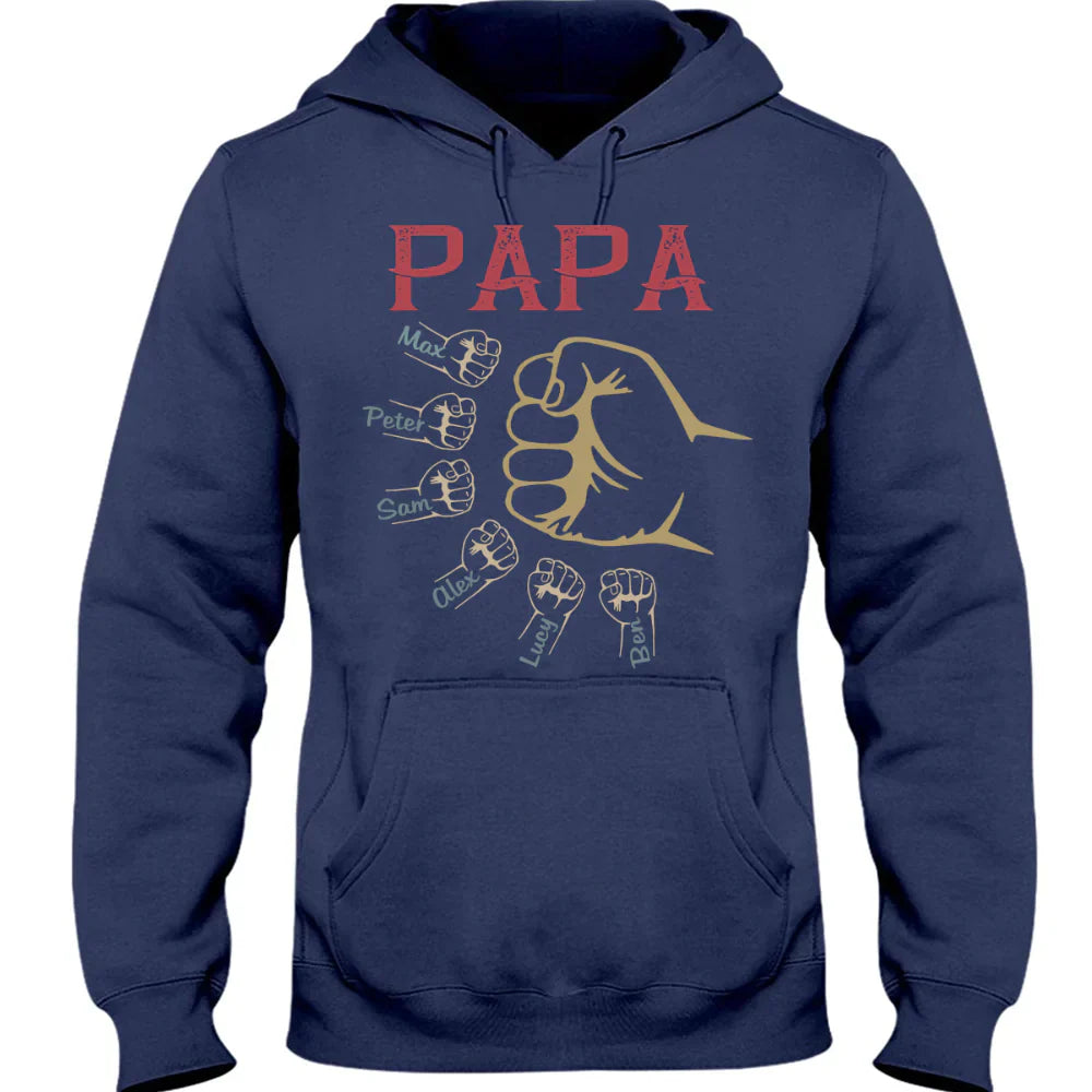 Personalized papa with grandkids vintage hand Hoodie