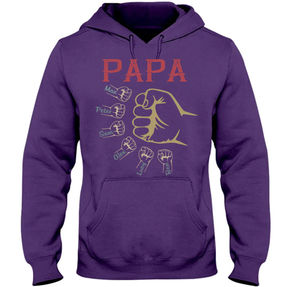 Personalized papa with grandkids vintage hand Hoodie