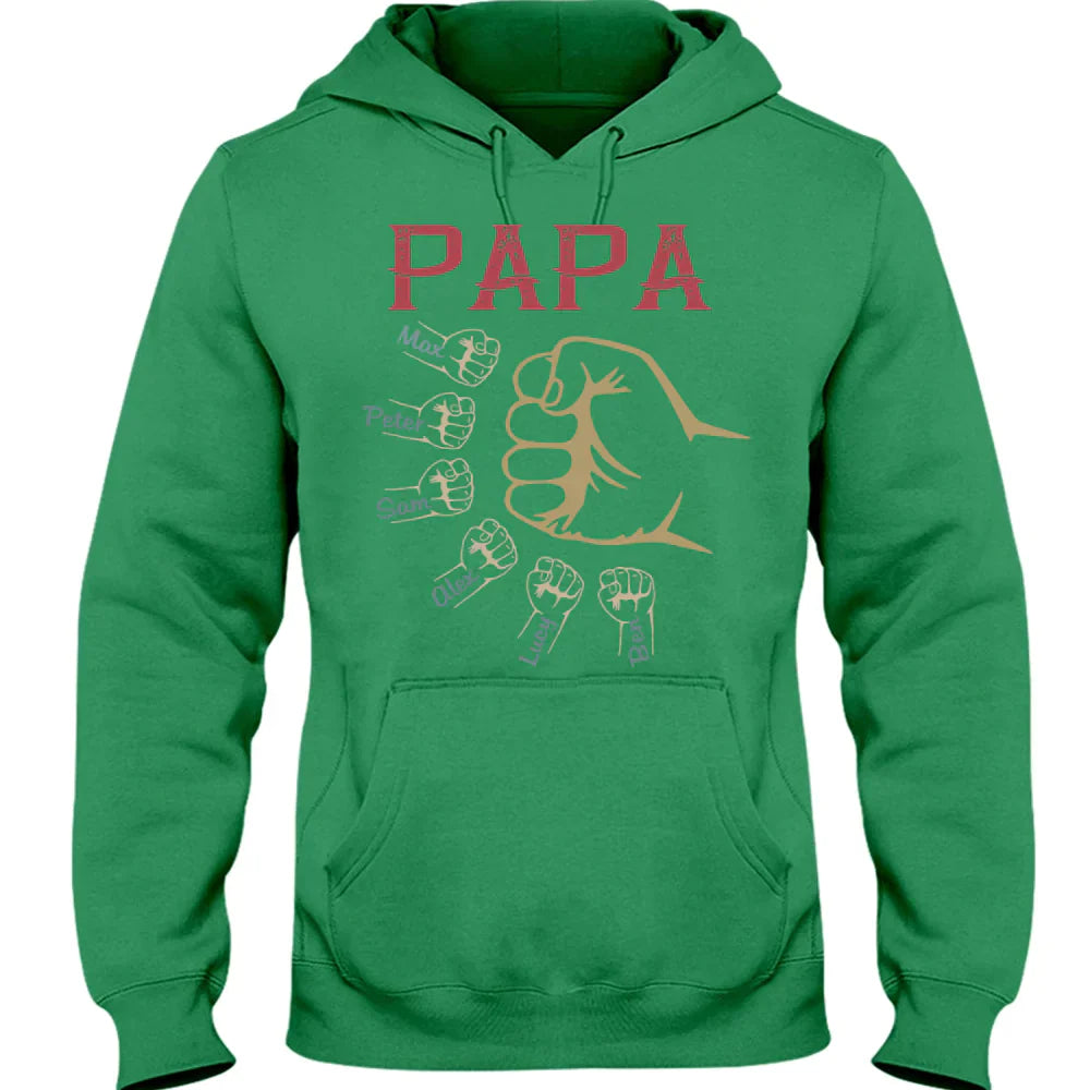 Personalized papa with grandkids vintage hand Hoodie