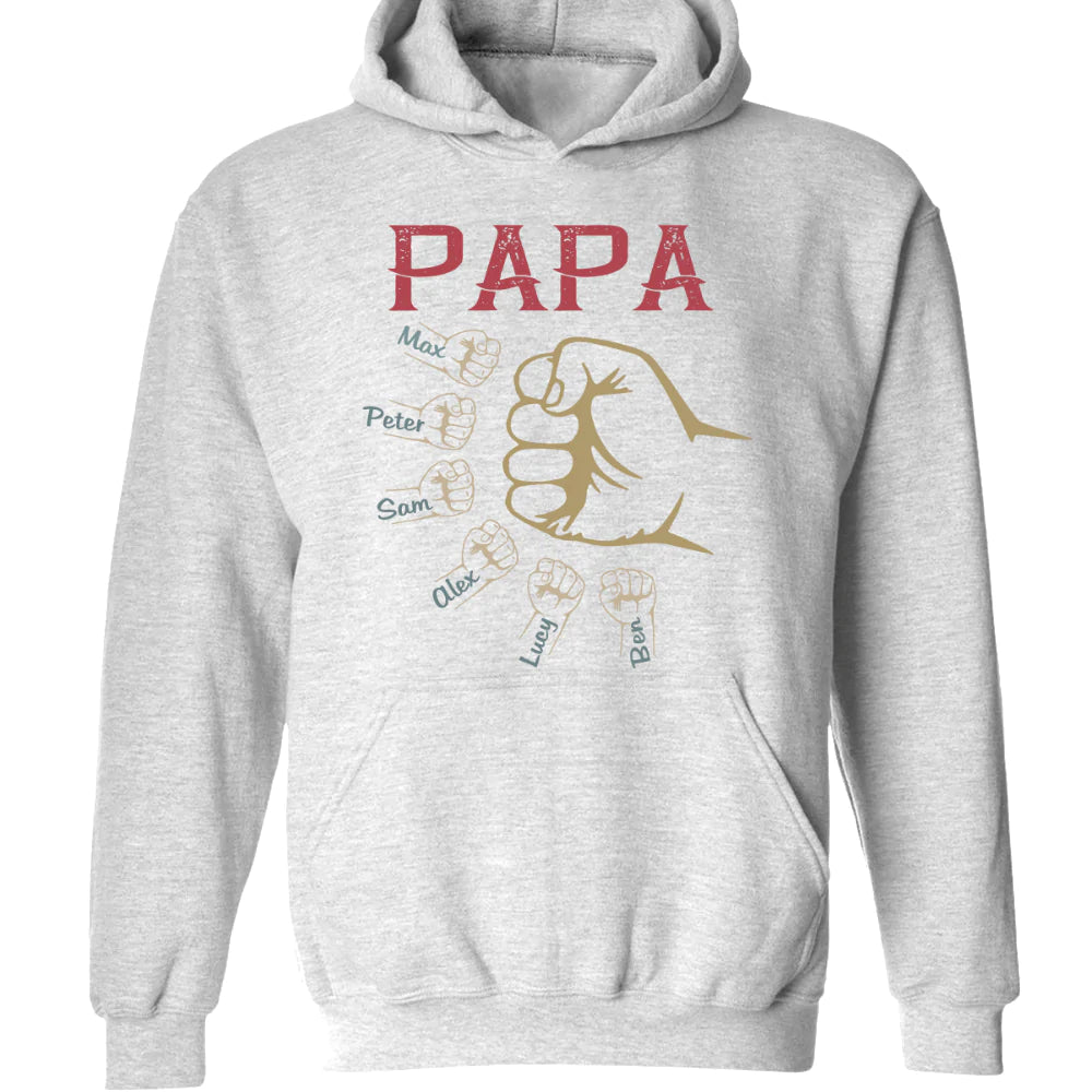 Personalized papa with grandkids vintage hand Hoodie