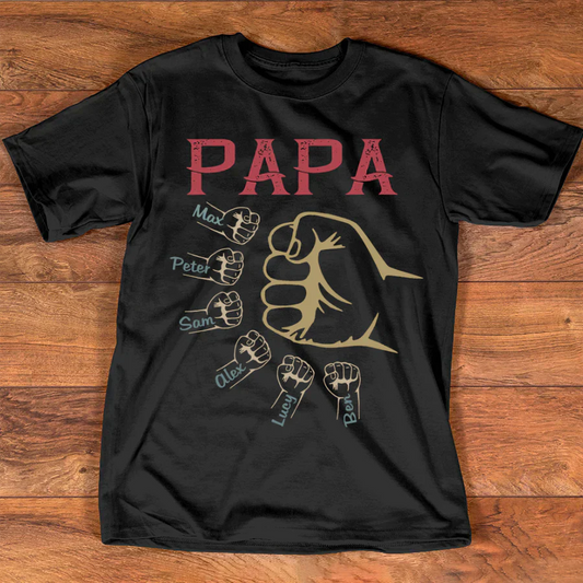 Personalized papa with grandkids vintage hand T-Shirt