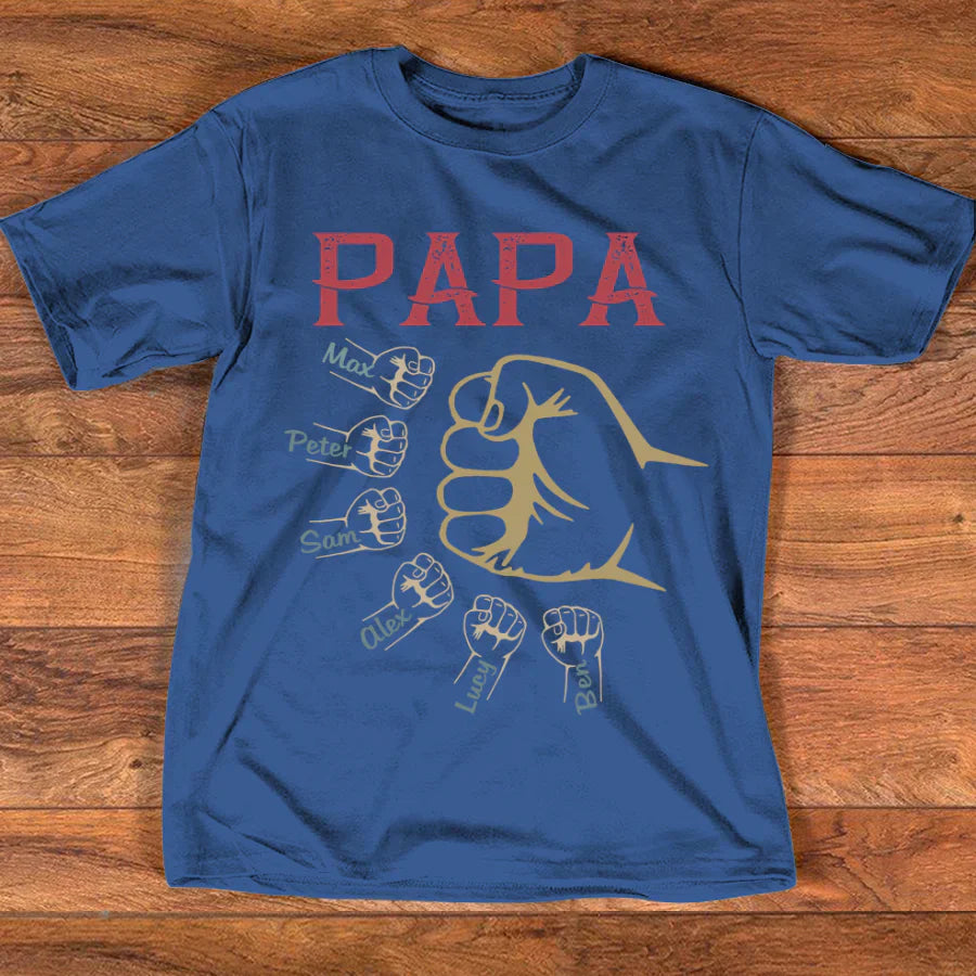 Personalized papa with grandkids vintage hand T-Shirt