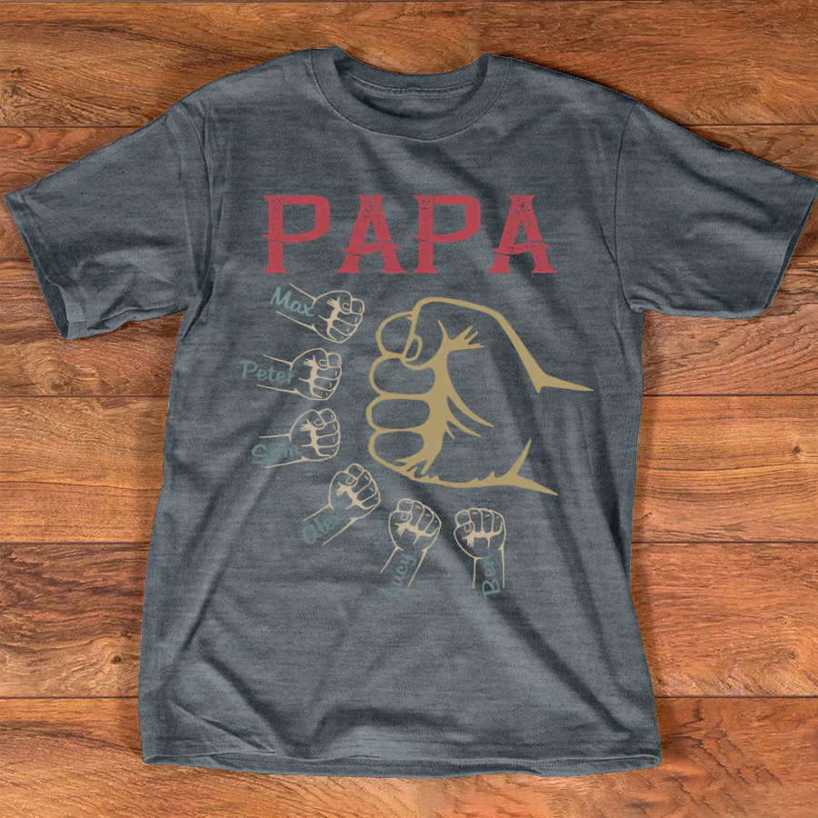 Personalized papa with grandkids vintage hand T-Shirt