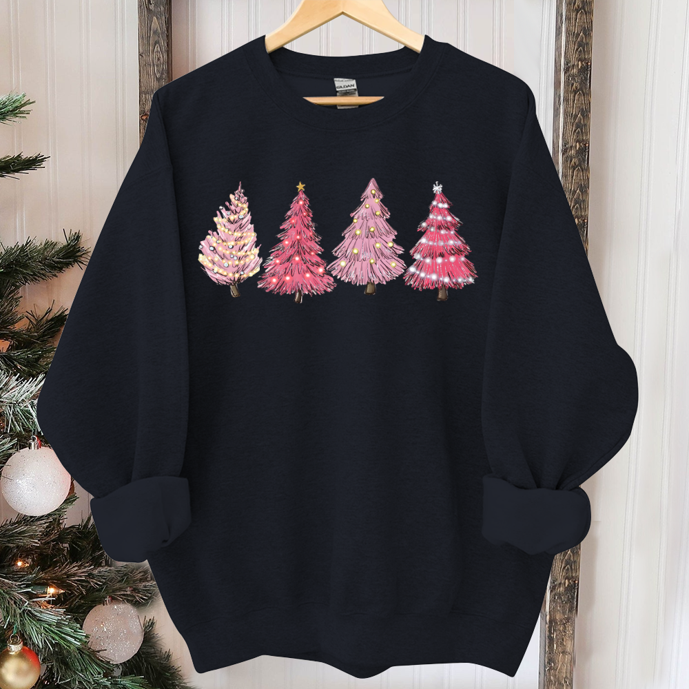 Pink Tree Christmas Sweater, Christmas Sweater, Christmas Crewneck, Christmas Tree Sweatshirt, Holiday Sweaters for Women, Winter Sweatshirt