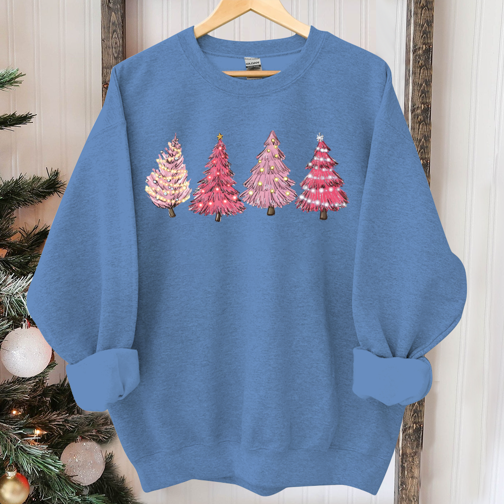 Pink Tree Christmas Sweater, Christmas Sweater, Christmas Crewneck, Christmas Tree Sweatshirt, Holiday Sweaters for Women, Winter Sweatshirt