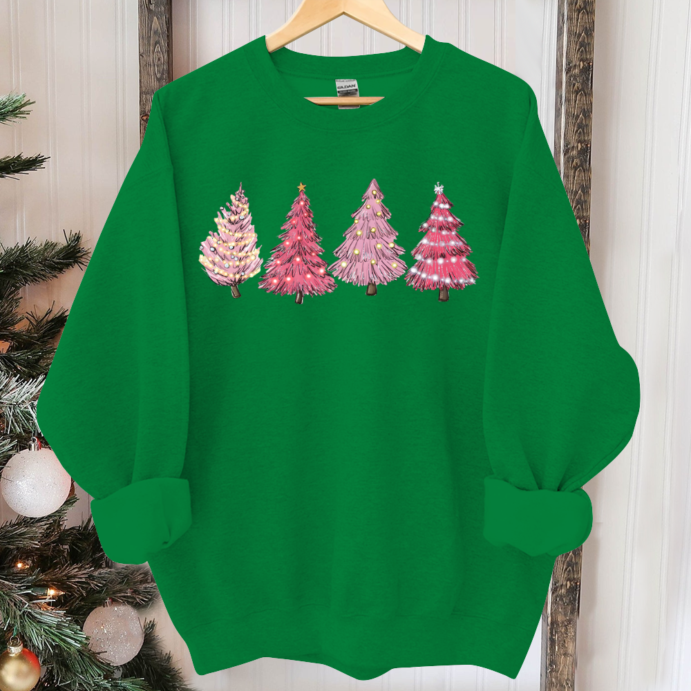 Pink Tree Christmas Sweater, Christmas Sweater, Christmas Crewneck, Christmas Tree Sweatshirt, Holiday Sweaters for Women, Winter Sweatshirt
