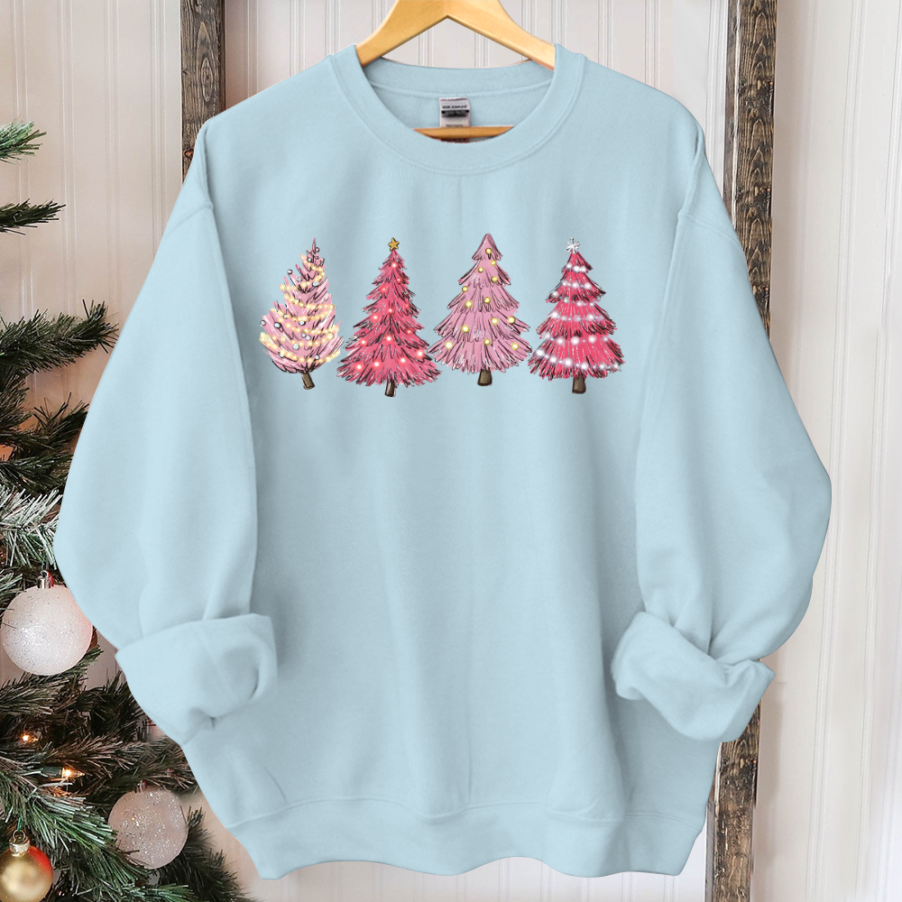 Pink Tree Christmas Sweater, Christmas Sweater, Christmas Crewneck, Christmas Tree Sweatshirt, Holiday Sweaters for Women, Winter Sweatshirt