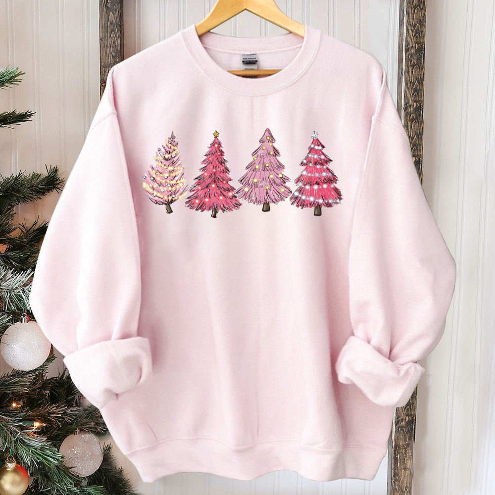 Pink Tree Christmas Sweater, Christmas Sweater, Christmas Crewneck, Christmas Tree Sweatshirt, Holiday Sweaters for Women, Winter Sweatshirt