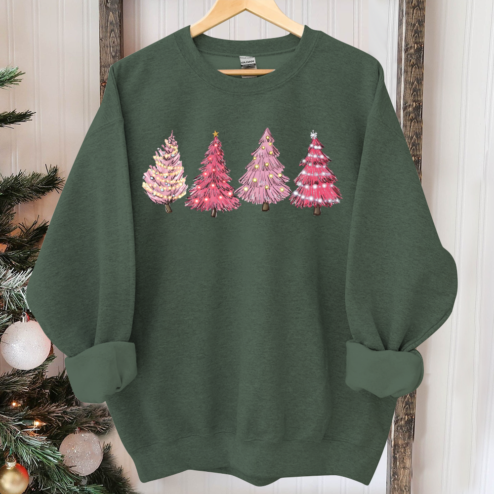 Pink Tree Christmas Sweater, Christmas Sweater, Christmas Crewneck, Christmas Tree Sweatshirt, Holiday Sweaters for Women, Winter Sweatshirt