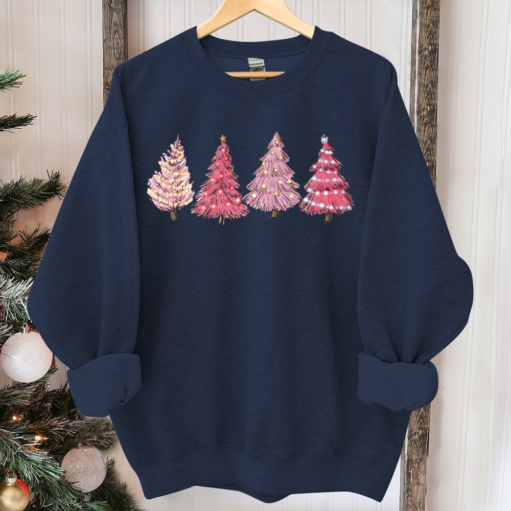 Pink Tree Christmas Sweater, Christmas Sweater, Christmas Crewneck, Christmas Tree Sweatshirt, Holiday Sweaters for Women, Winter Sweatshirt