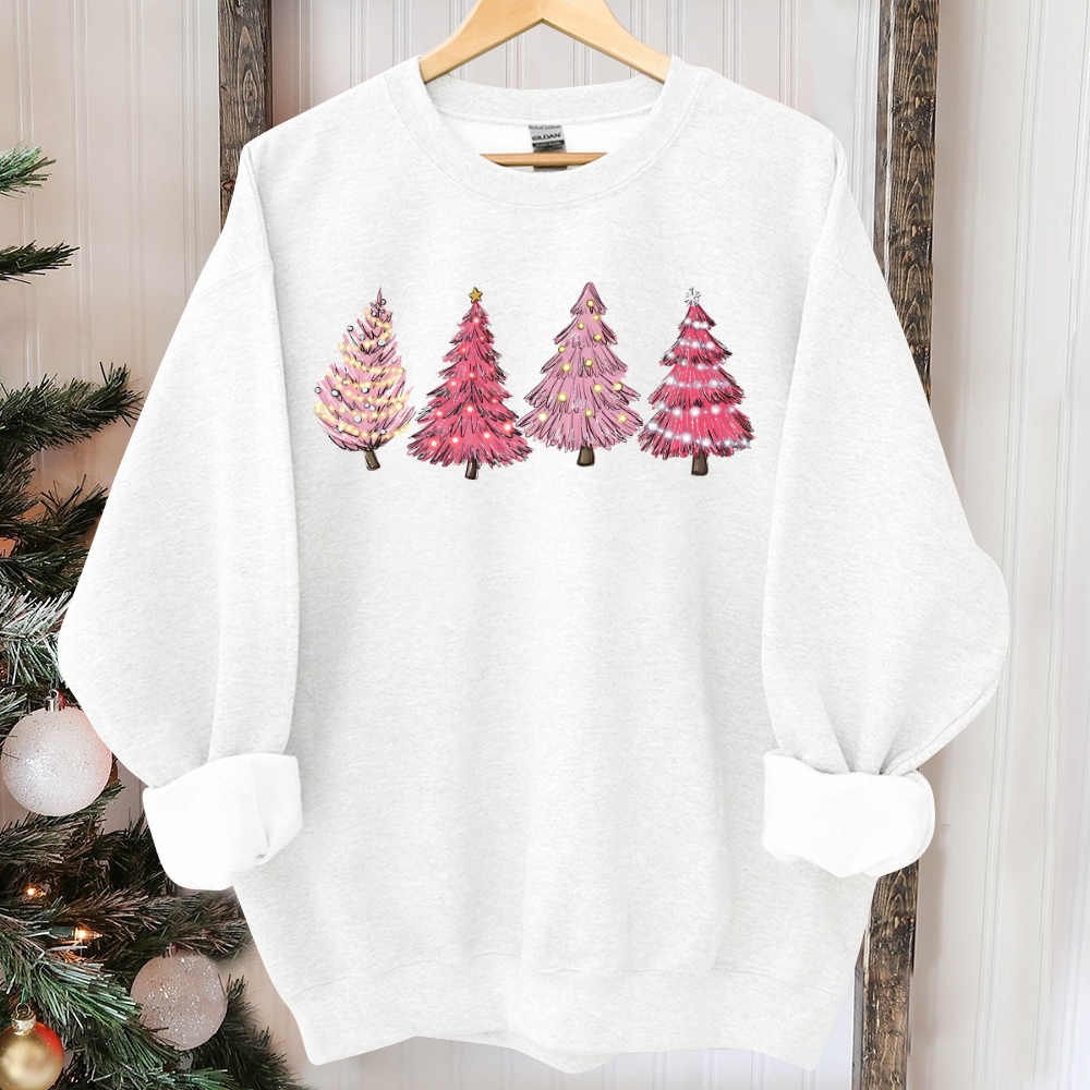 Pink Tree Christmas Sweater, Christmas Sweater, Christmas Crewneck, Christmas Tree Sweatshirt, Holiday Sweaters for Women, Winter Sweatshirt