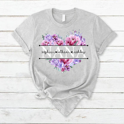 Pink Purple Flower Mimi And Grandkids CTH01 T-Shirt