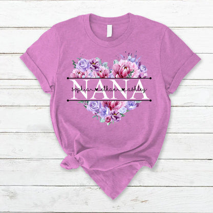 Pink Purple Flower Mimi And Grandkids CTH01 T-Shirt