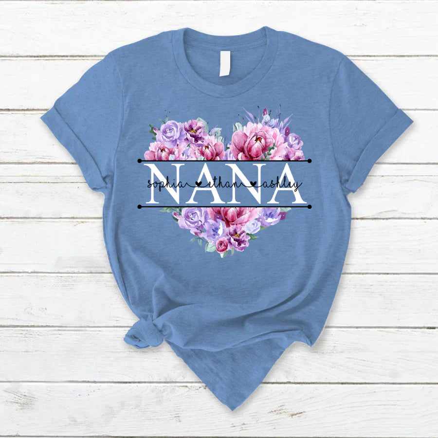 Pink Purple Flower Mimi And Grandkids CTH01 T-Shirt