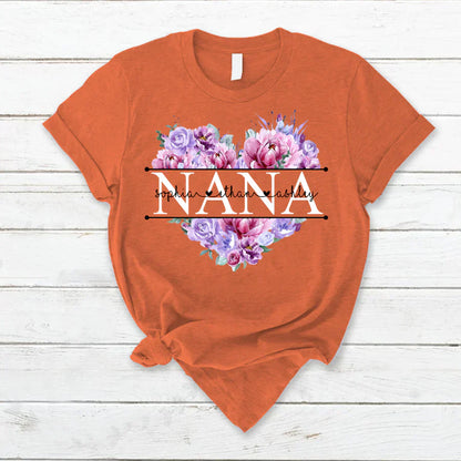 Pink Purple Flower Mimi And Grandkids CTH01 T-Shirt