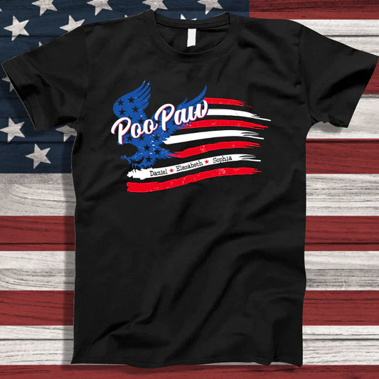 PooPaw With Grandkids Names 4th Of July CTL94 T-Shirt