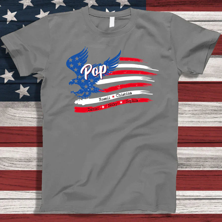 Pop With Grandkids Names 4th Of July CTL94 T-Shirt