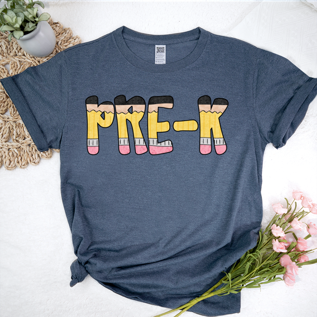 Teacher Grade Level – Fun Pencil Letter Tee for Back to School