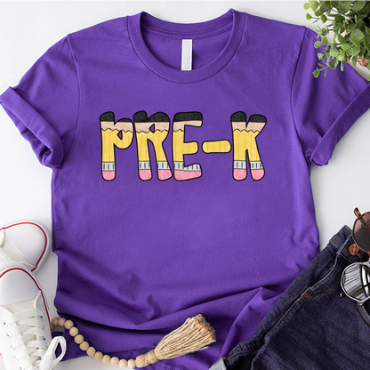Teacher Grade Level – Fun Pencil Letter Tee for Back to School