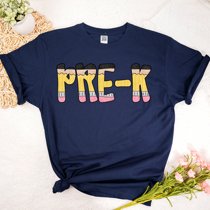 Teacher Grade Level – Fun Pencil Letter Tee for Back to School