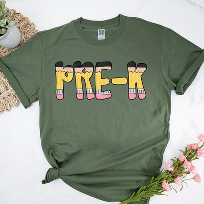 Teacher Grade Level – Fun Pencil Letter Tee for Back to School