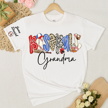 Preppy Baseball Game Day, Baseball Grandma and Grandkids - Tshirt