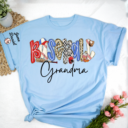 Preppy Baseball Game Day, Baseball Grandma and Grandkids - Tshirt