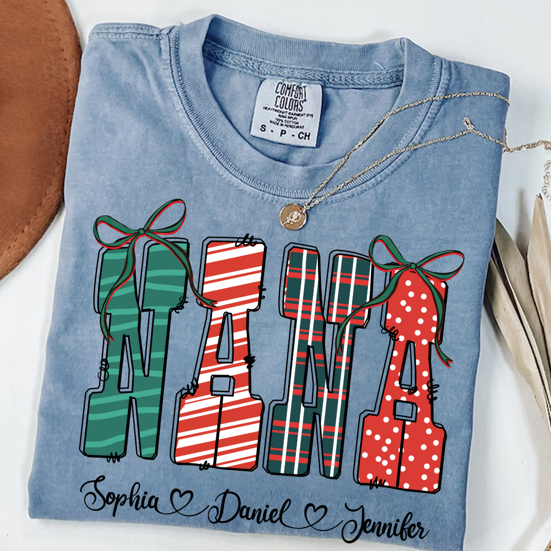 Preppy Christmas Nana, Nana and Grankids Personlized Shirt